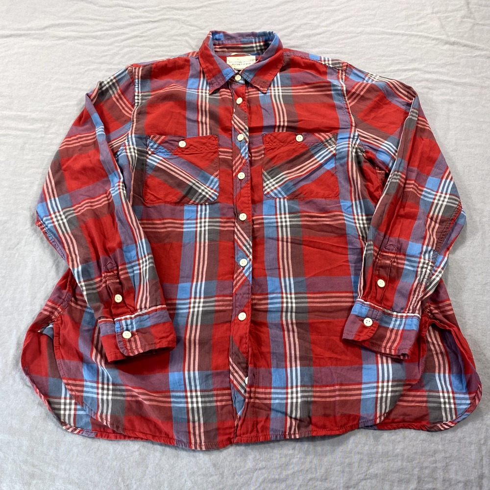 Denim & Supply Ralph Lauren RL Shirt Womens Medium Red Blouse‎ Top Lightweight